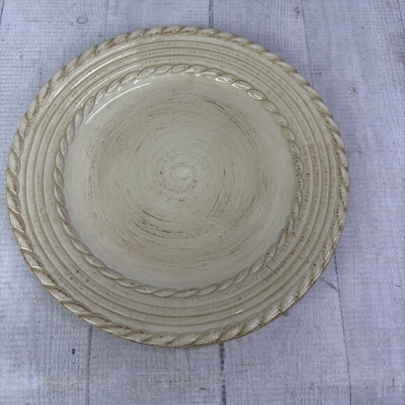 Roscher & Co BELLINI CREAM Embossed Rope Ring Earthenware Salad Plates Set 4 - Picture 4 of 16